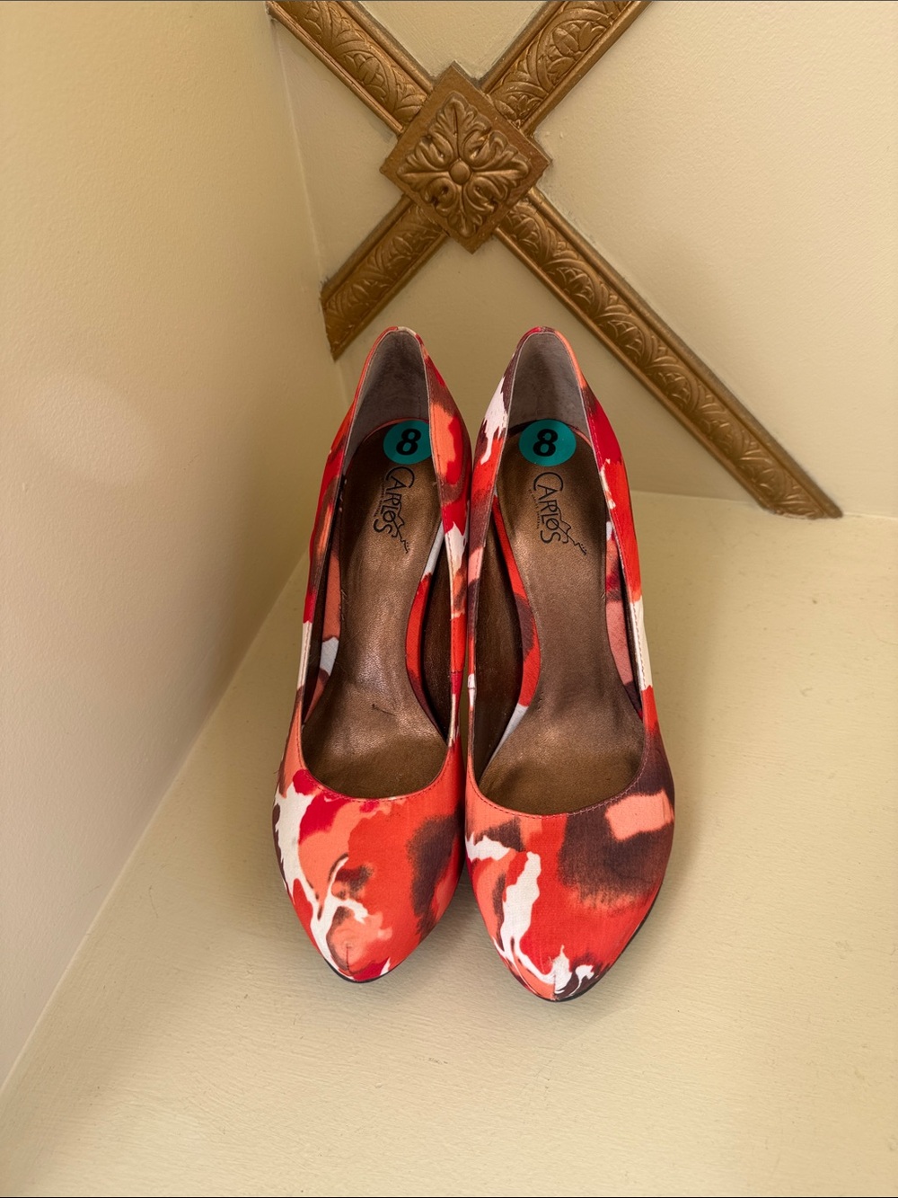 Carlos Santana Red Floral-Patterned Women's Heels